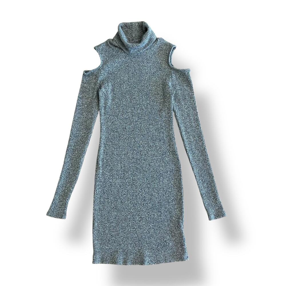 Silence and Noise Cold Shoulder Mock Neck Mini Dress Womens Size S Gray